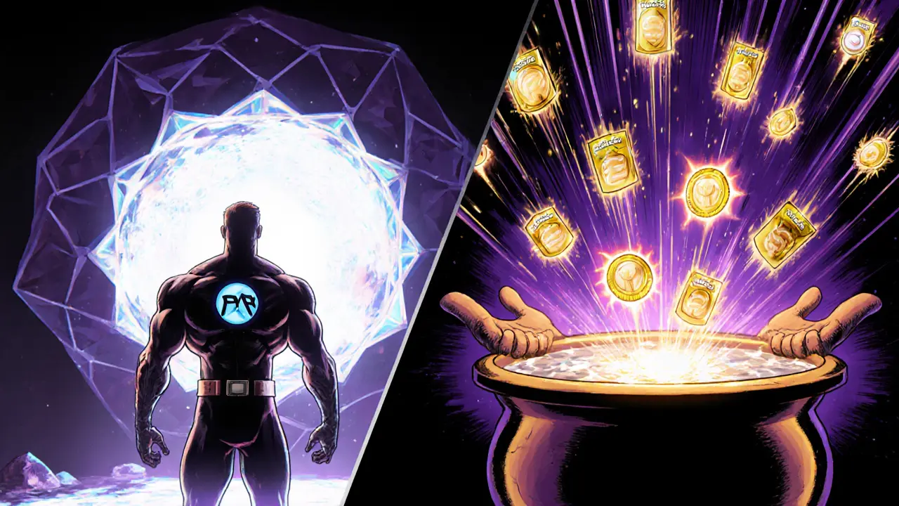 Hero stakes ORARE tokens into a portal, causing ingredient NFTs to rain down.