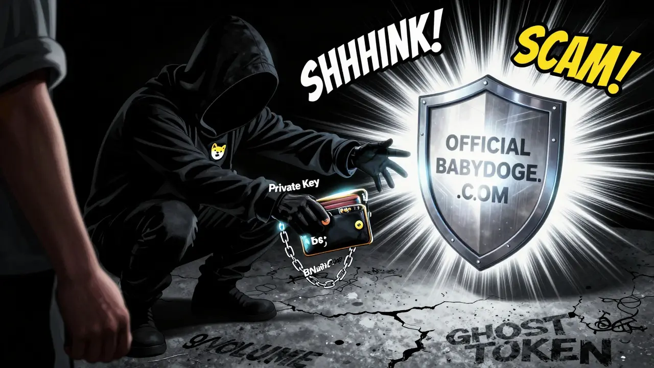 Scammer tries to steal wallet as official site shield blocks the attack.