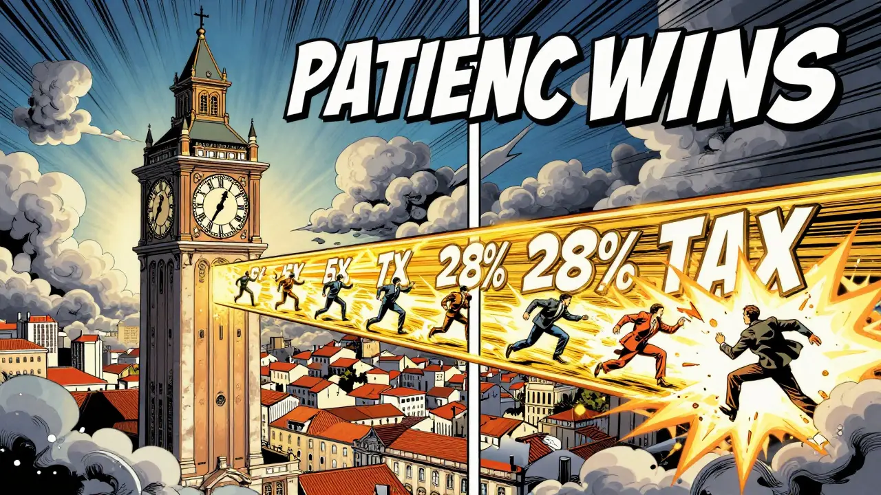 Lisbon clocktower ticking past 365 days, tax exemption barrier shielding holders