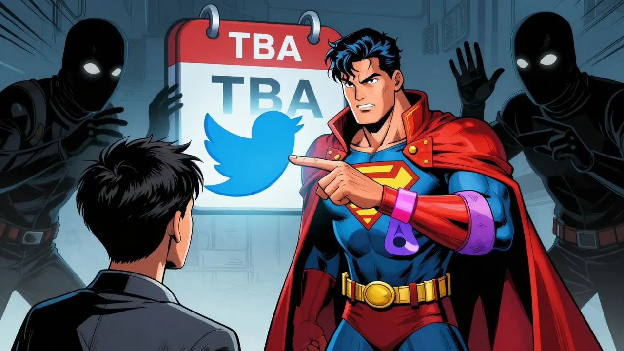 Superhero protecting user from scammers pointing to official channels.