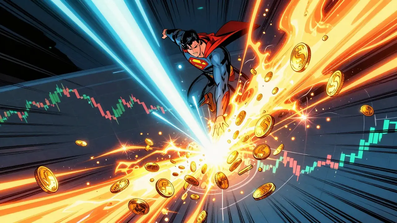 Hero focusing energy into a narrow price range on a digital chart