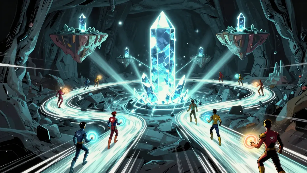 Network map showing connected game islands and central hub