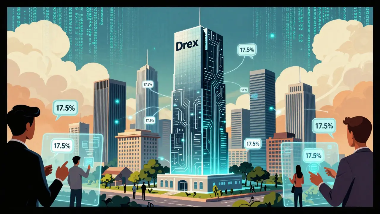 Futuristic comic view of Brazil's digital currency Drex and regulated markets