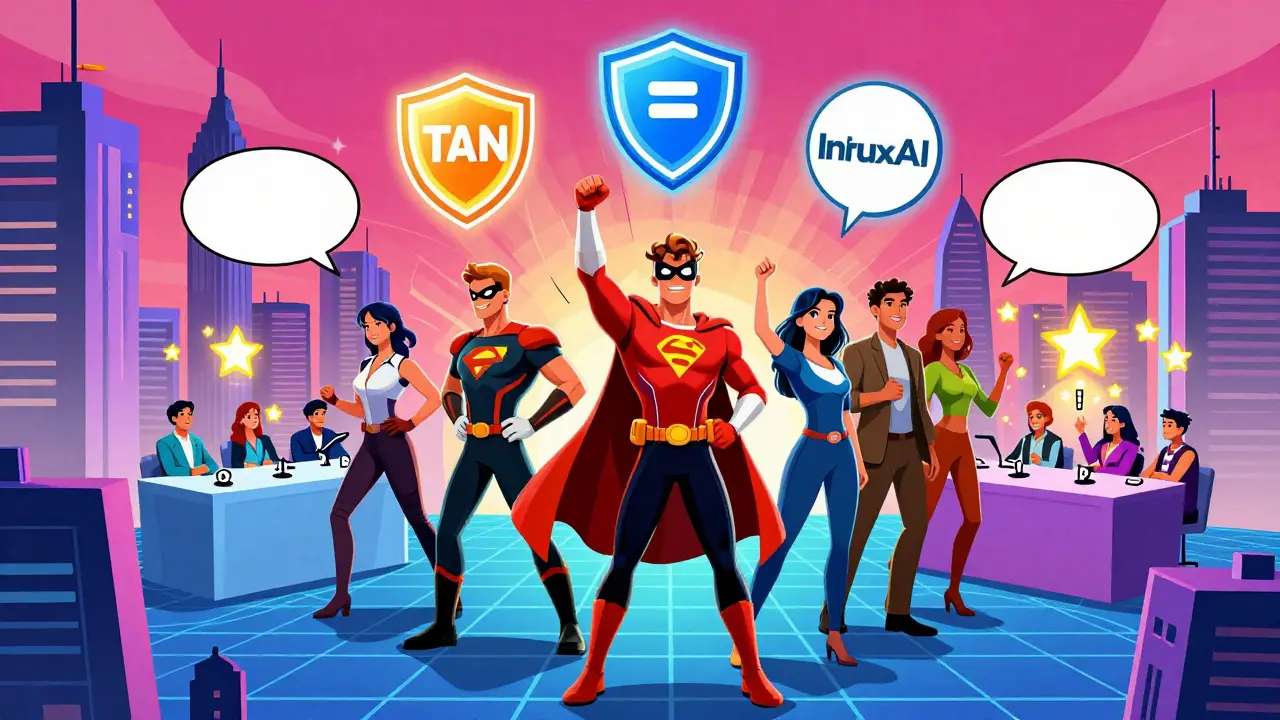 Heroes using REI Network's fee-free ecosystem with partner shields overhead.