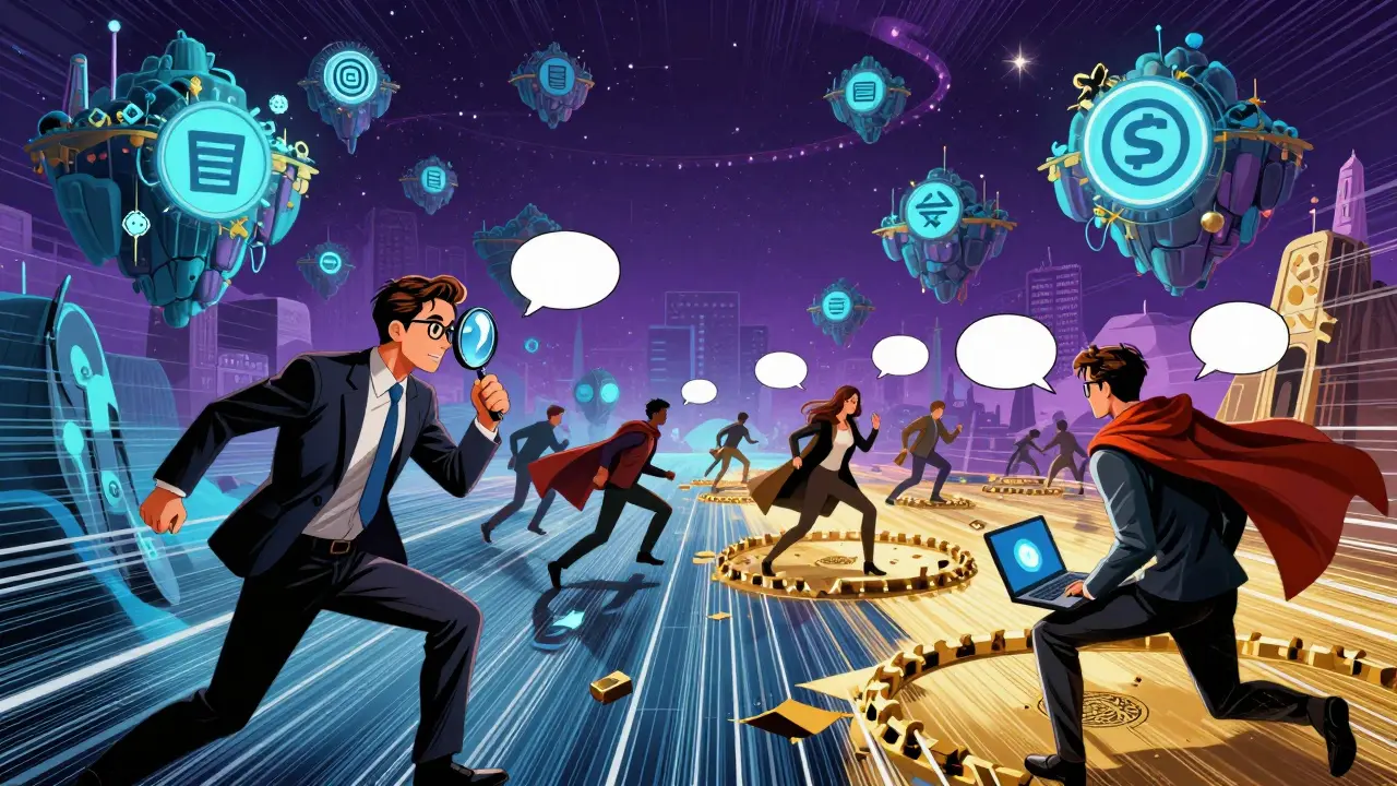 Superhero comic scene of users discovering valuable digital domains