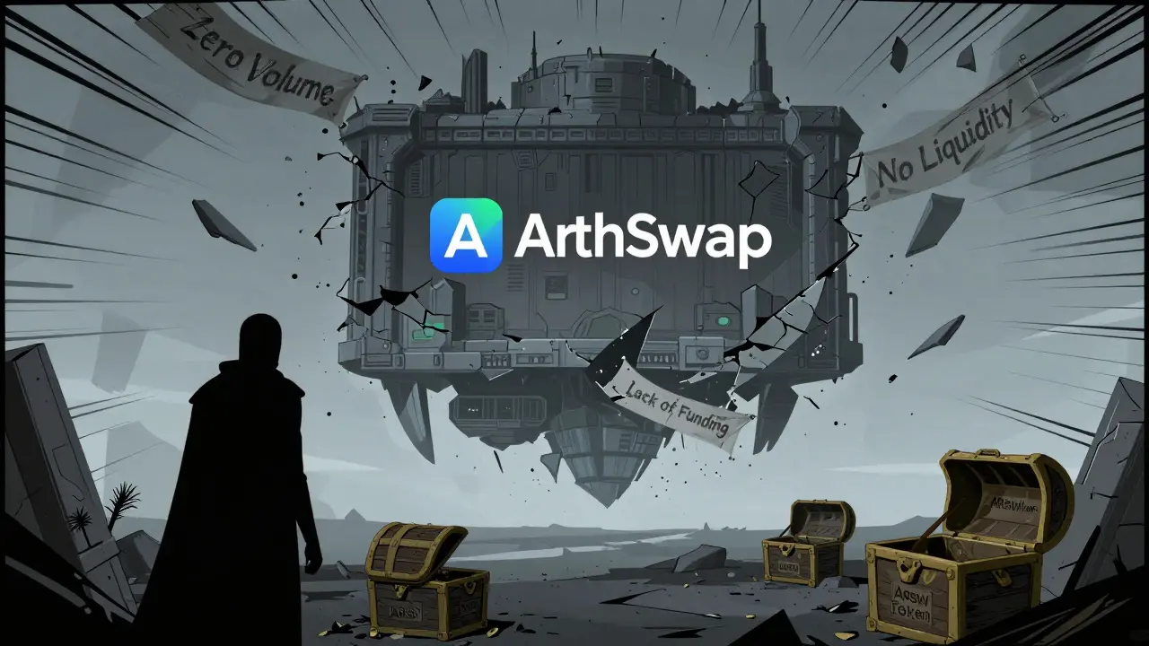 Abandoned digital fortress representing dead ArthSwap exchange