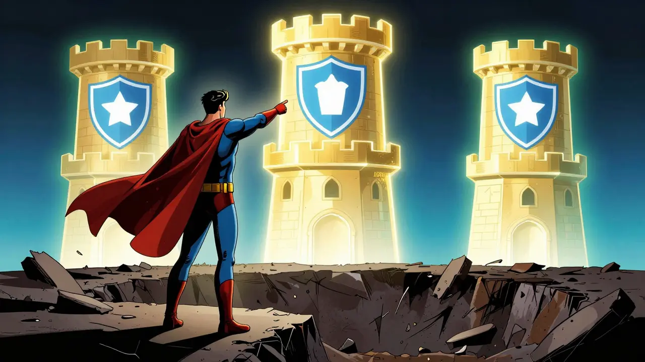 Comic illustration of choosing safe, established crypto exchanges over risky ones.
