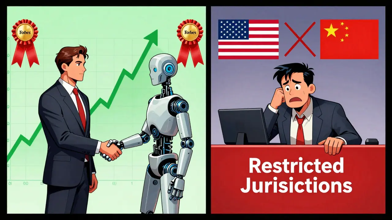 Split panel comic showing trusted institutional trading vs restricted access barriers