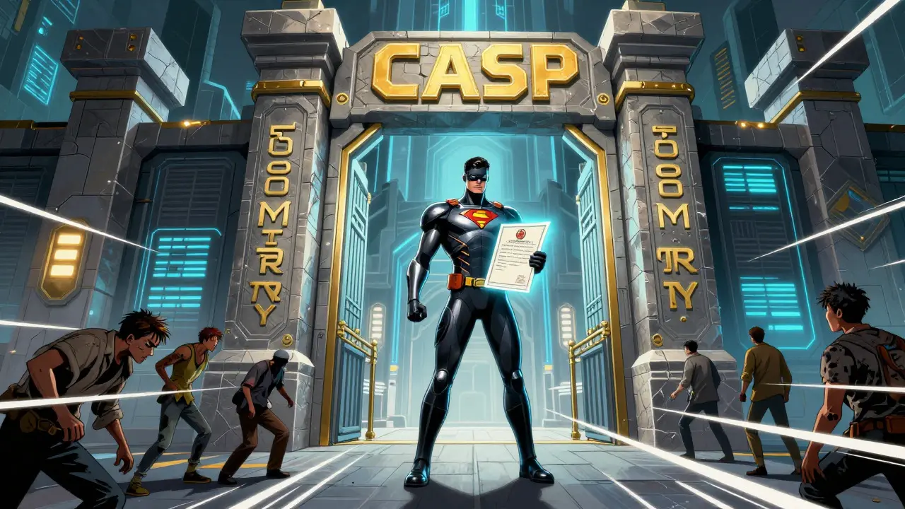 Superhero comic of high capital barriers for crypto exchanges in Turkey