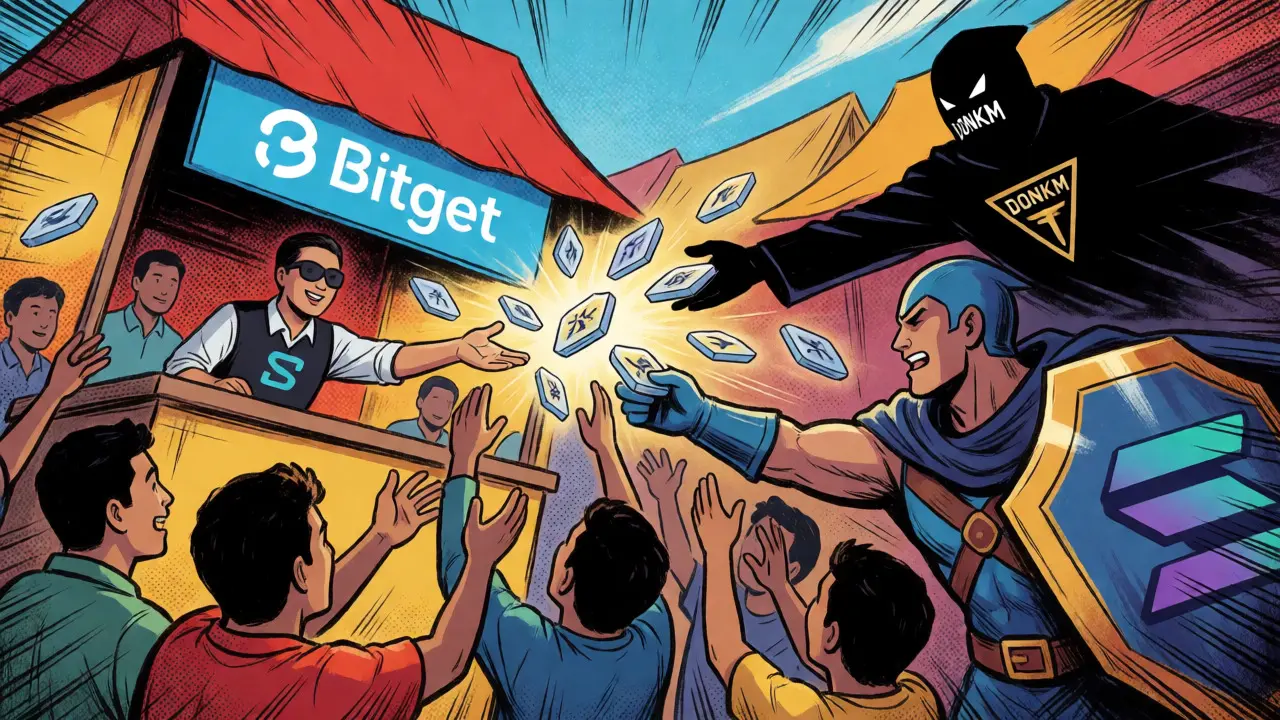 Comic scene showing token exchange and villainous copycat tokens