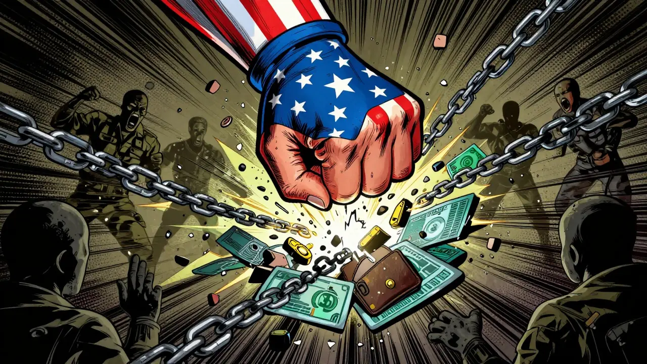 Sanctioned fist smashing crypto crime network