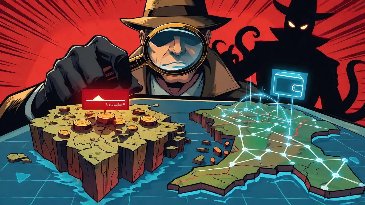 Detective investigating fake airdrop scams vs real projects